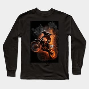 Dirt Bike With Flames Long Sleeve T-Shirt